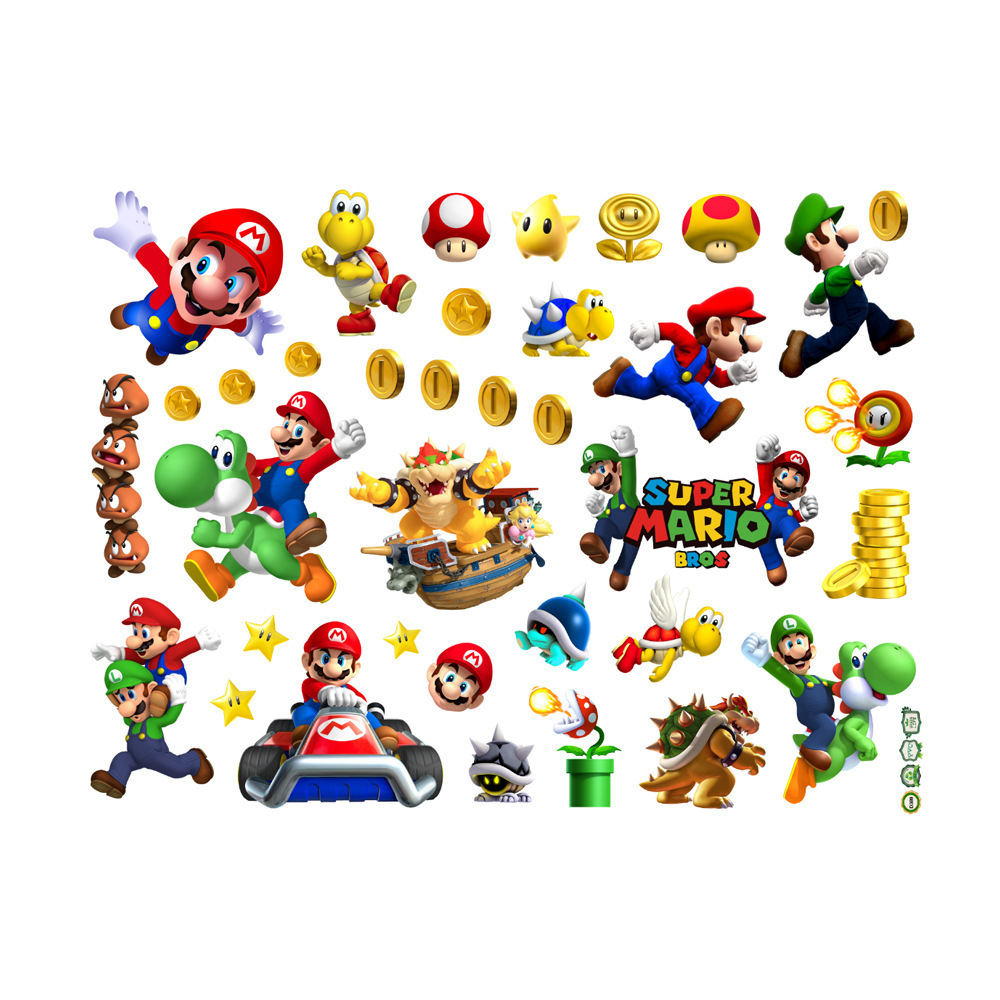 40X60CM Large 3D game poster for kids bedroom nursery DIY self adhesive super Mario wall decals