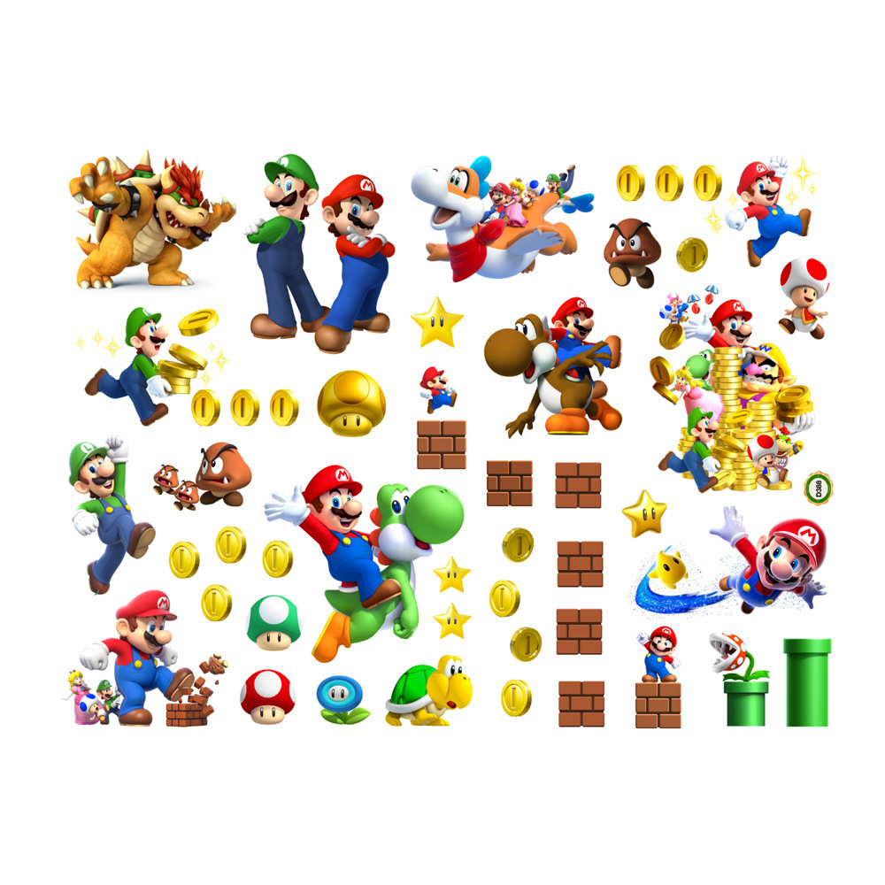 40X60CM Large 3D game poster for kids bedroom nursery DIY self adhesive super Mario wall decals