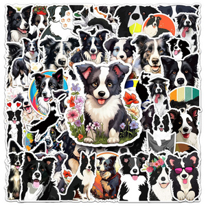 50PCS Lovely pet shetland dog border collie cartoon sheepdog stickers