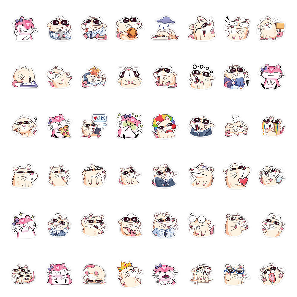 50PCS Funny cute cartoon animals naughty mouse stickers