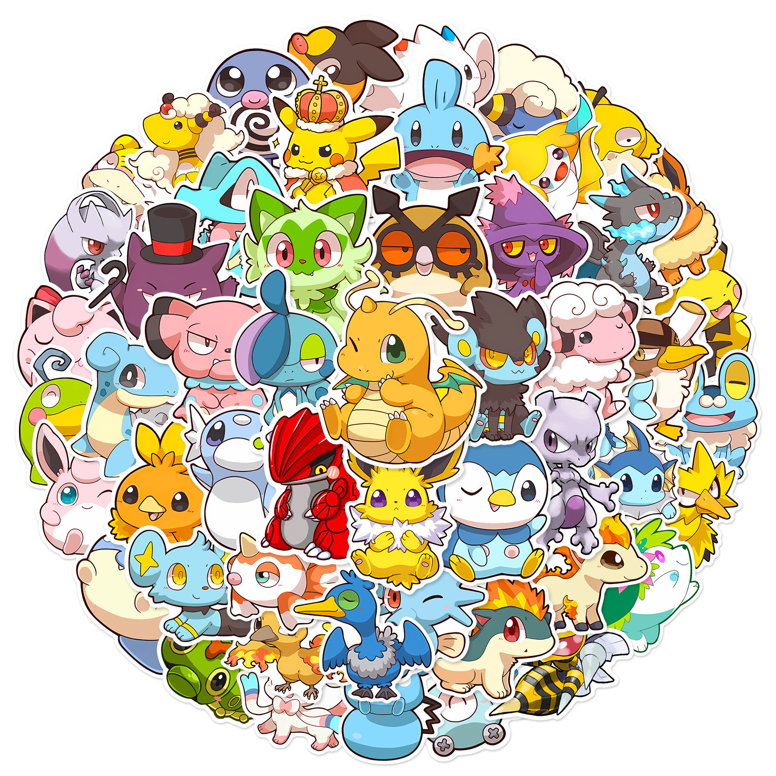 Newly 50PCS Q verson cute cartoon poke animals graffiti decals pocket monster sticker