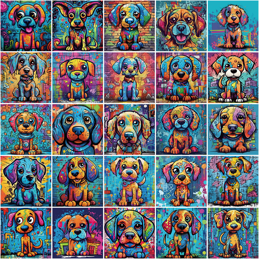 50pcs Fashional cool rainbow pet art decals for dog lover graffiti cartoon colorful dog sticker