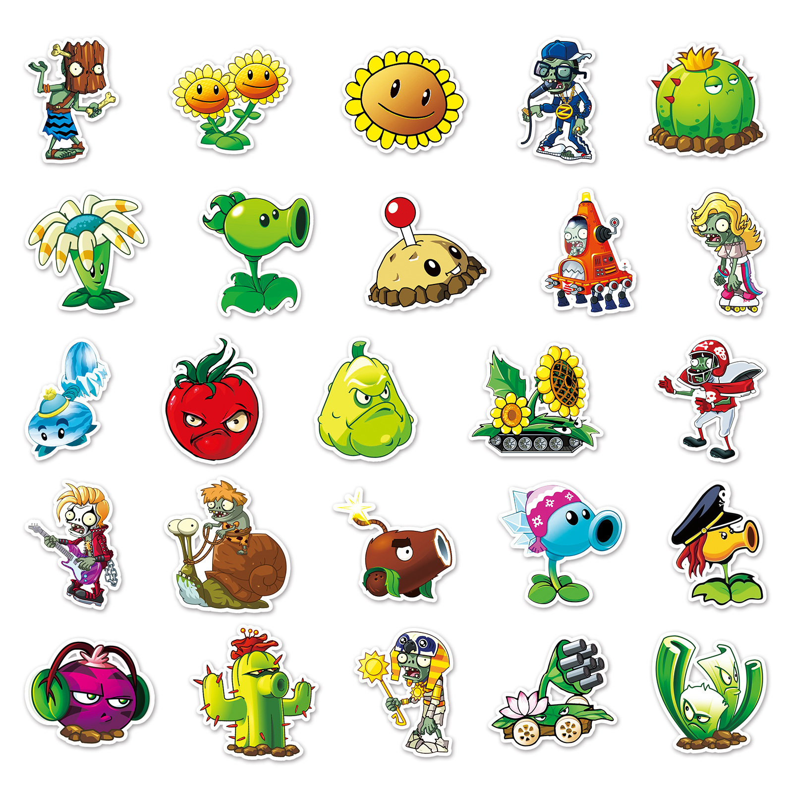 50Pcs No Repeat Plants VS Zombies Graffiti Stickers For Bottle Luggage Car PVC Hot Sale Phone Game Sticker