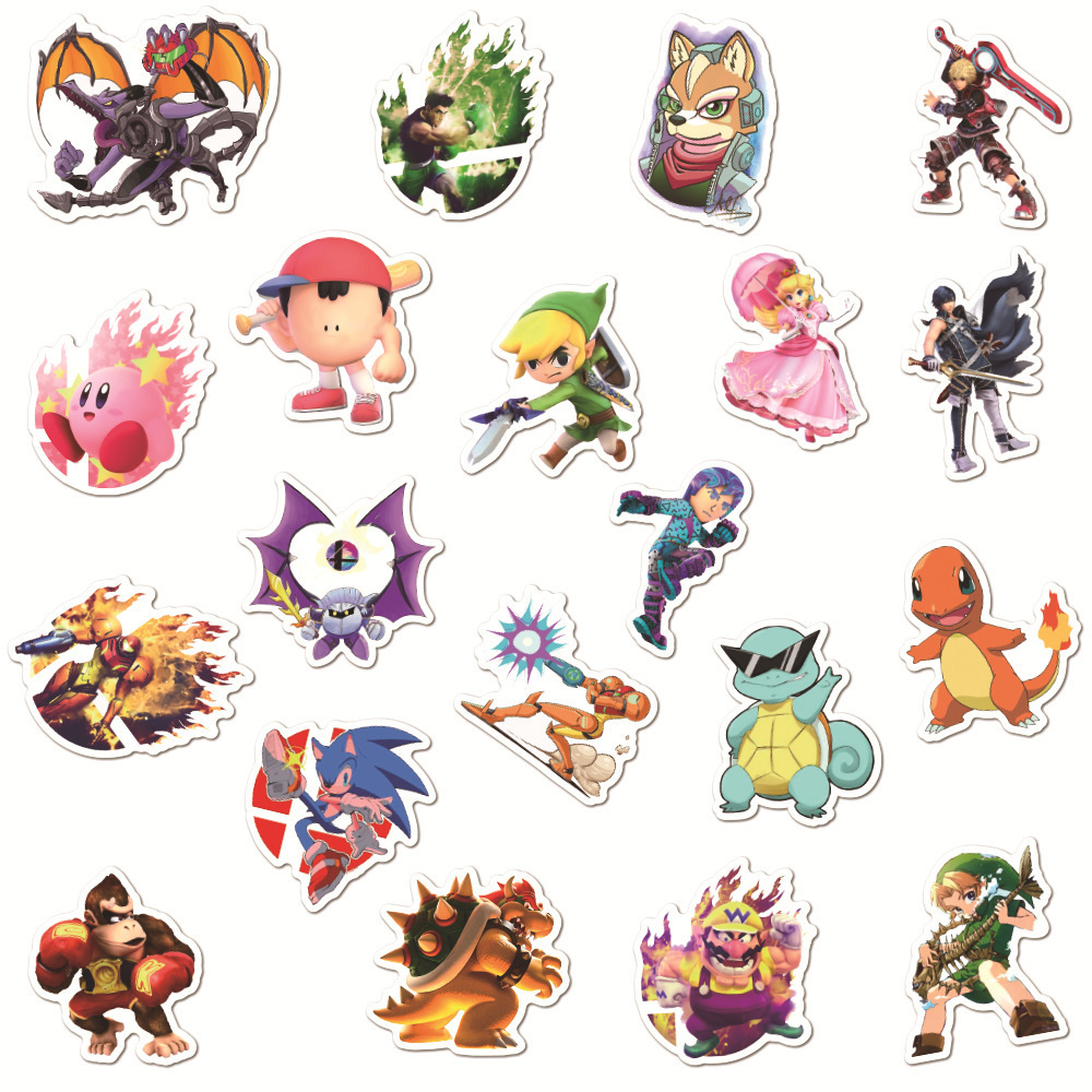 100Pcs Cartoon 3D Game Super Smash Bros Graffiti Stickers For Helmet Bottle Vinyl Mario Sticker