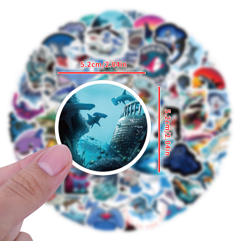 120PCS Cool ocean animals decals cartoon shark stickers