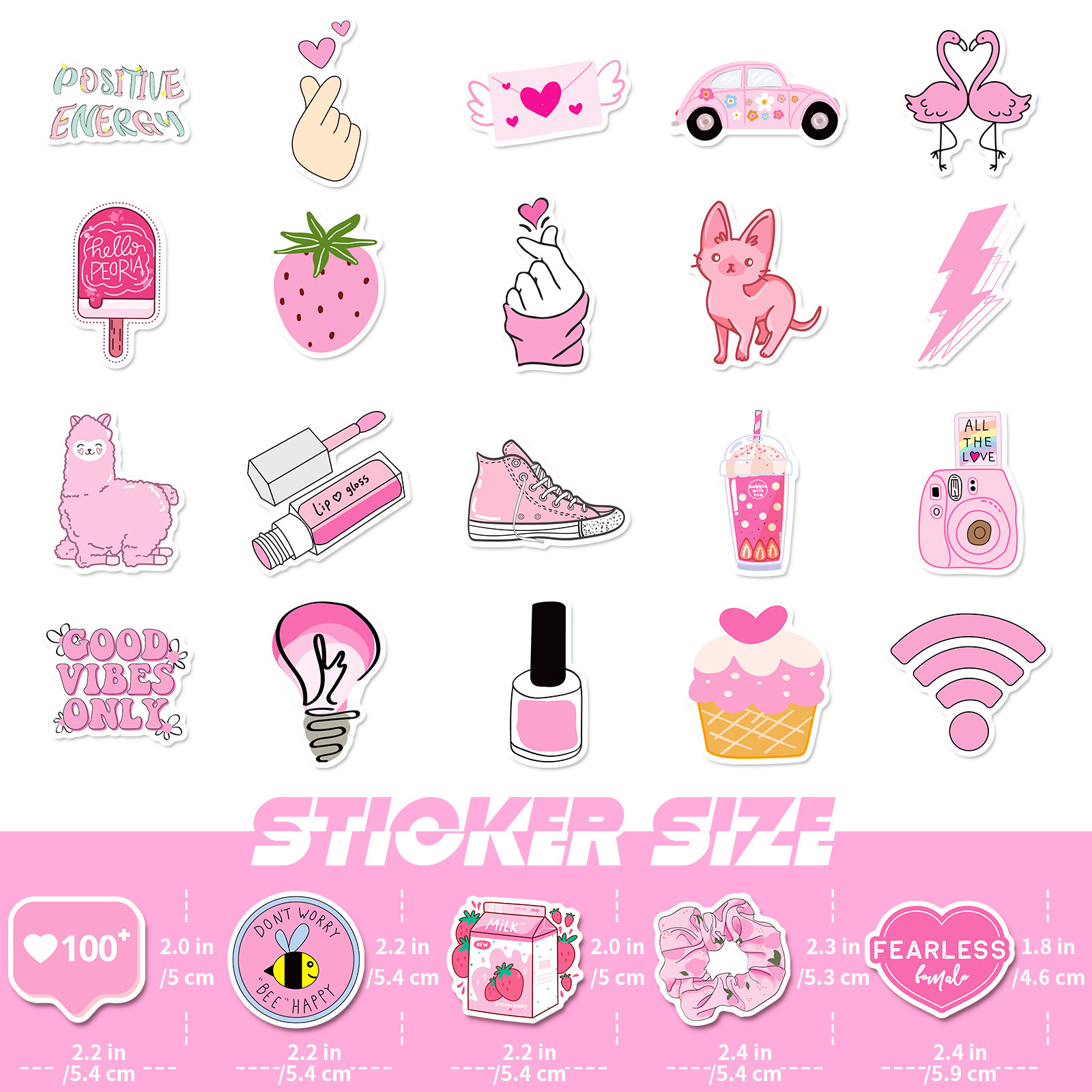 50Pcs Cartoon Pink Cute Girl VSCO Graffiti Stickers For Phone Bottle Decor Vinyl Ins Preppy Style Coquette Sticker