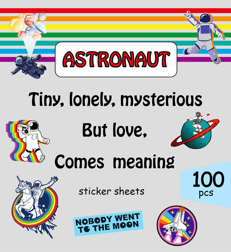 100Pcs NASA Astronaut Outer Space Graffiti Sticker For Bottle Laptop Notebook Vinyl Galaxy Stickers