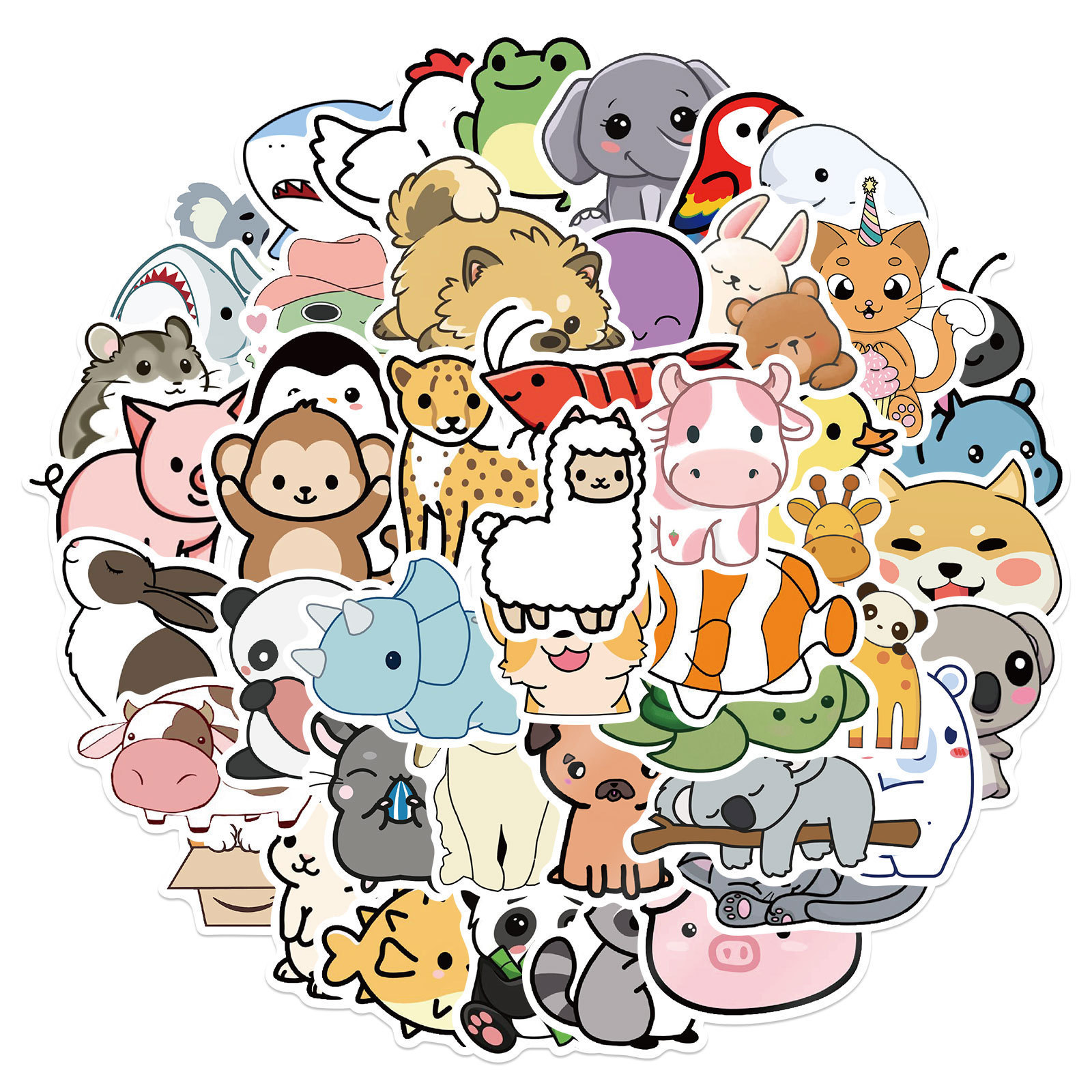 50Pcs Cartoon Animals Mixed Cute Graffiti Stickers For Children Bottle Wall Refrigerator Waterproof Funny Home Decal