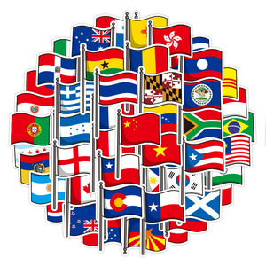 50Pcs World Country Map State Nation Flag Waterproof Graffiti Stickers Wall Laptop Sticker