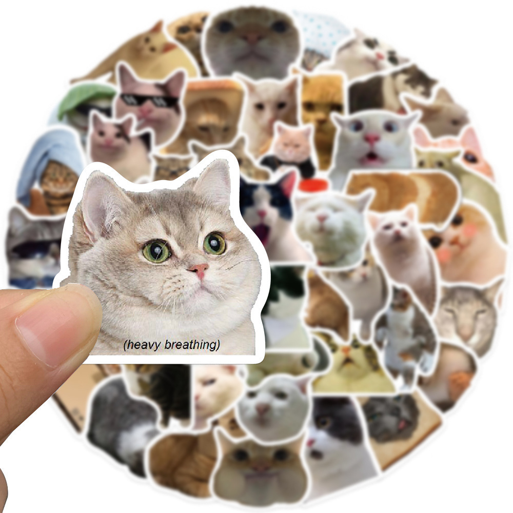 50Pcs Internet Funny Cat Memes Graffiti Stickers For Refrigerator Car Phone Vinyl Cute Kitten Sticker