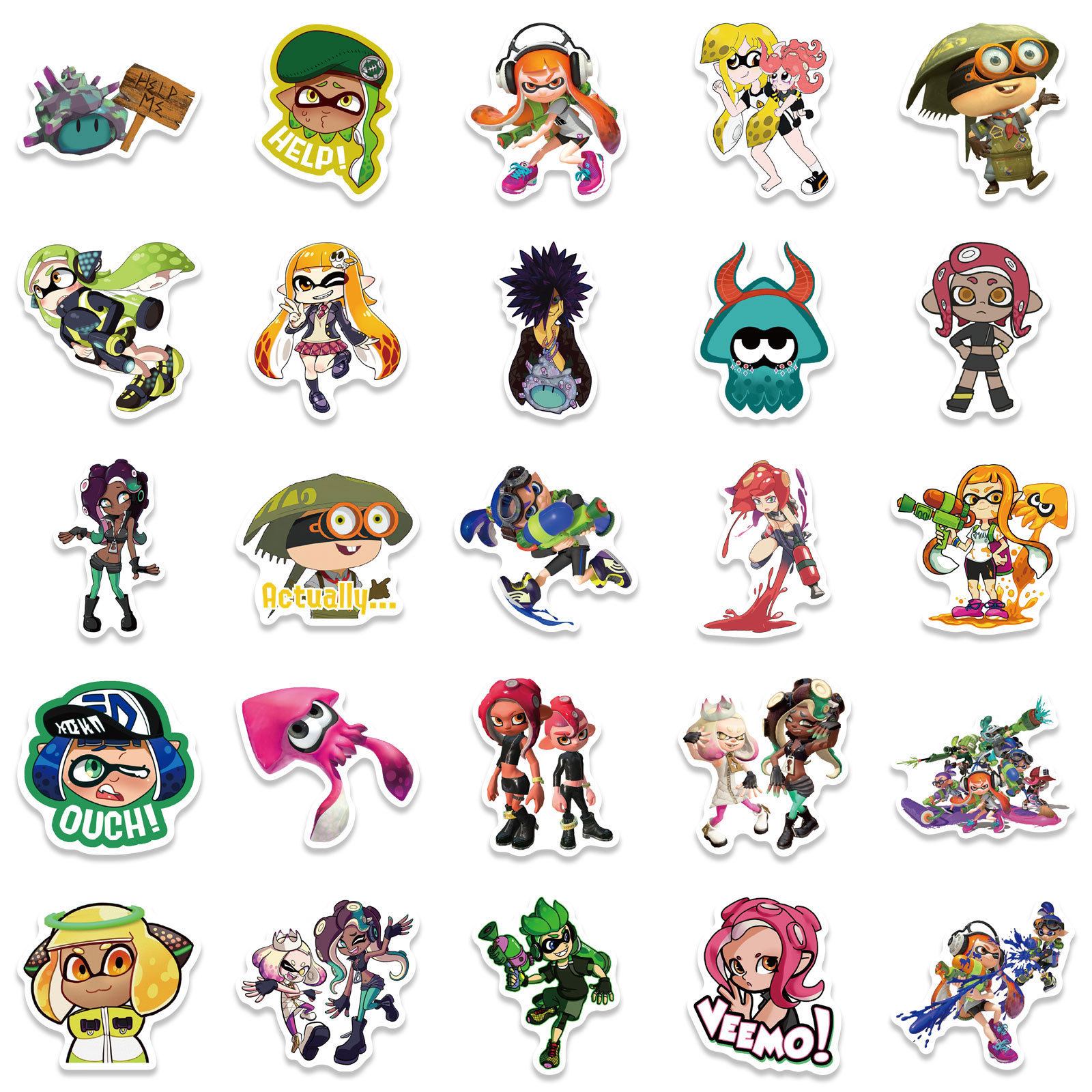 50Pcs Splatoon Cartoon PVC Game Console Decorative Stickers Label For Gift Laptop Home Wall Switch Gaming Sticker