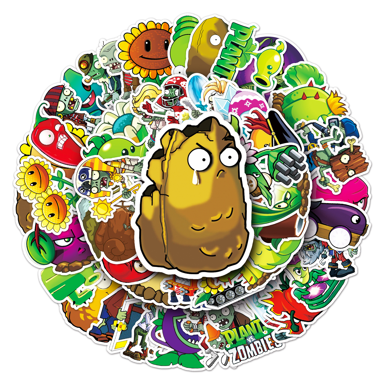 50Pcs No Repeat Plants VS Zombies Graffiti Stickers For Bottle Luggage Car PVC Hot Sale Phone Game Sticker