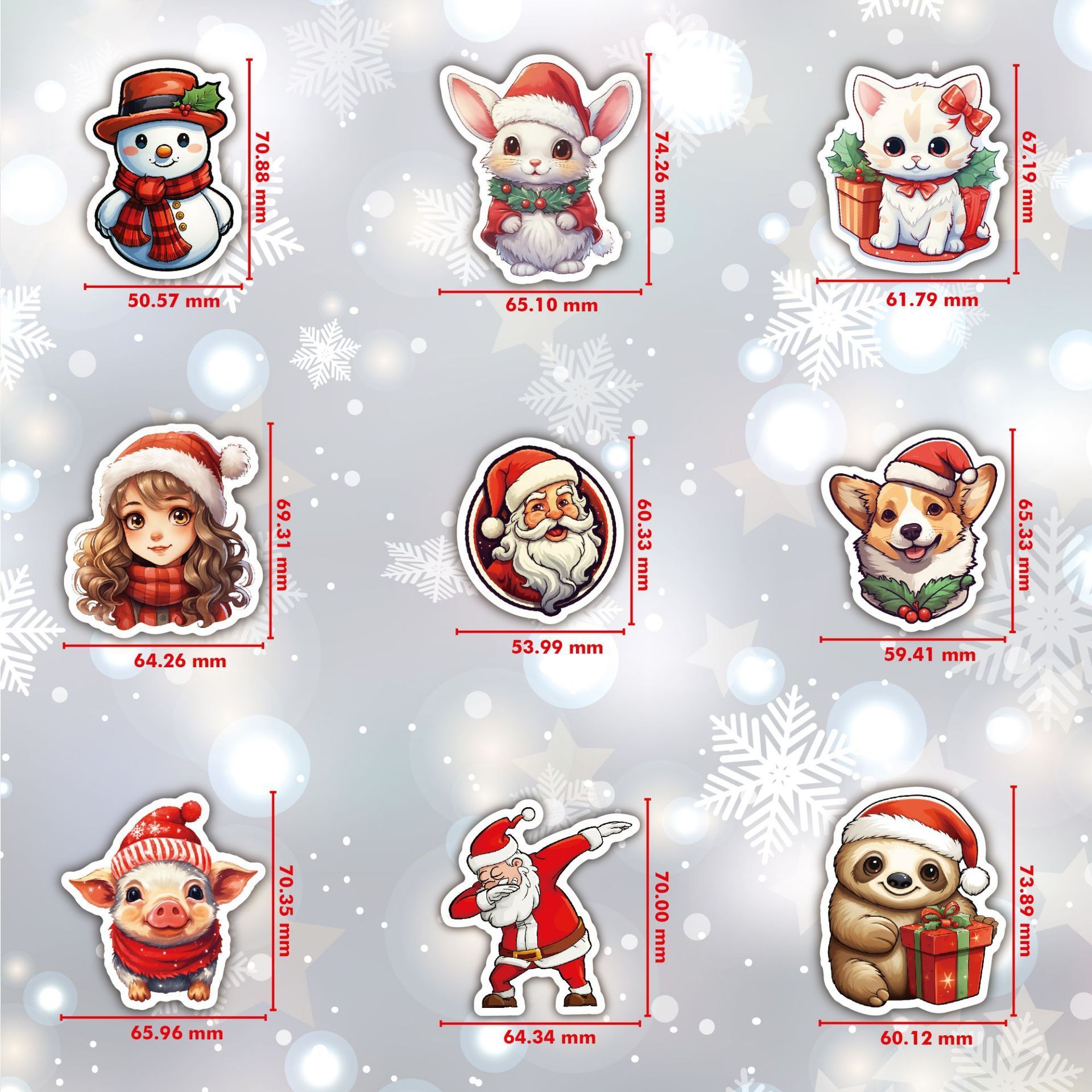 2023 New 100Pcs Christmas Cute Animals Graffiti Stickers For Gift Phone Wall Window Decor Vinyl Funny Doll Toy Sticker