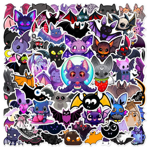 60PCS Purple style cute animals decals for kids bottle skateboard book DIY cartoon bat sticker