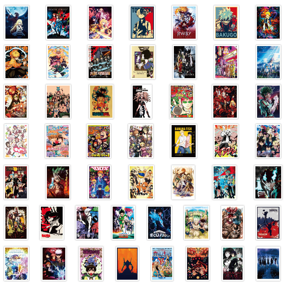 100Pcs Mix Japanese Anime Poster Graffiti Stickers For Boy Laptop Notebook Decor Waterproof Cartoon Manga Sticker