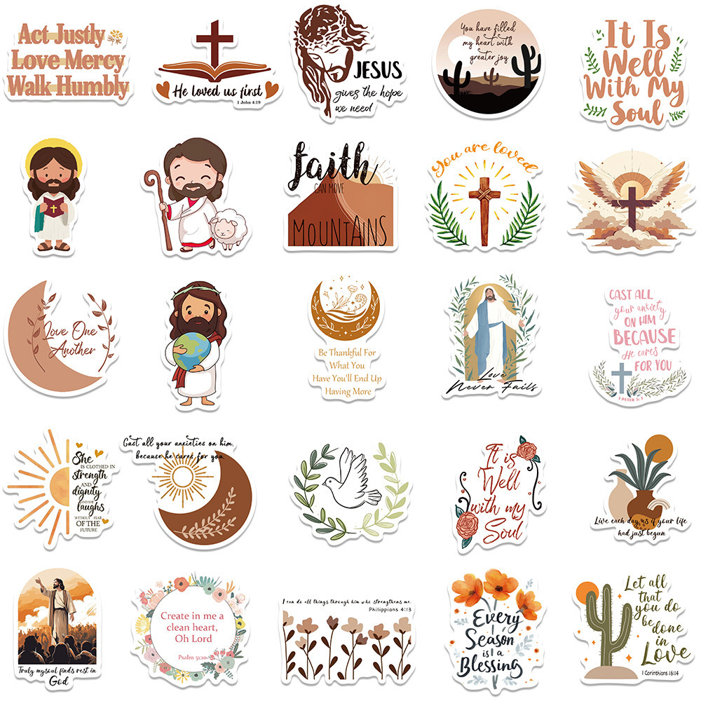 102Pcs Bible Quotes Christian Gift Graffiti Stickers For Bottle Laptop Refrigerator Vinyl God Father Jesus Sticker