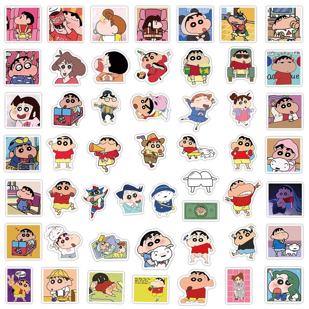 50Pcs Cartoon Crayon Shin-chan Graffiti Stickers For Children Book Refrigerator Decor Japanese Anime Sticker