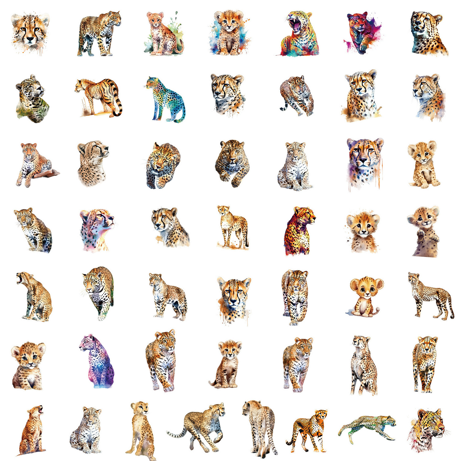 50Pcs Fashion African Leopard Animal Graffiti Stickers For Kid Book Wall Decor Vinyl Wild Animals Sticker