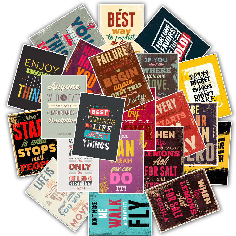 25Pcs Motivational Motto Poster Stickers Inspirational Word Decal For Wall Laptop Book