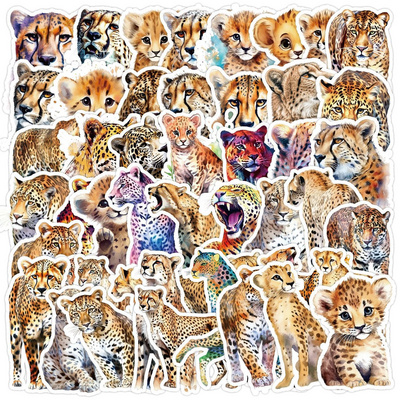 50Pcs Fashion African Leopard Animal Graffiti Stickers For Kid Book Wall Decor Vinyl Wild Animals Sticker