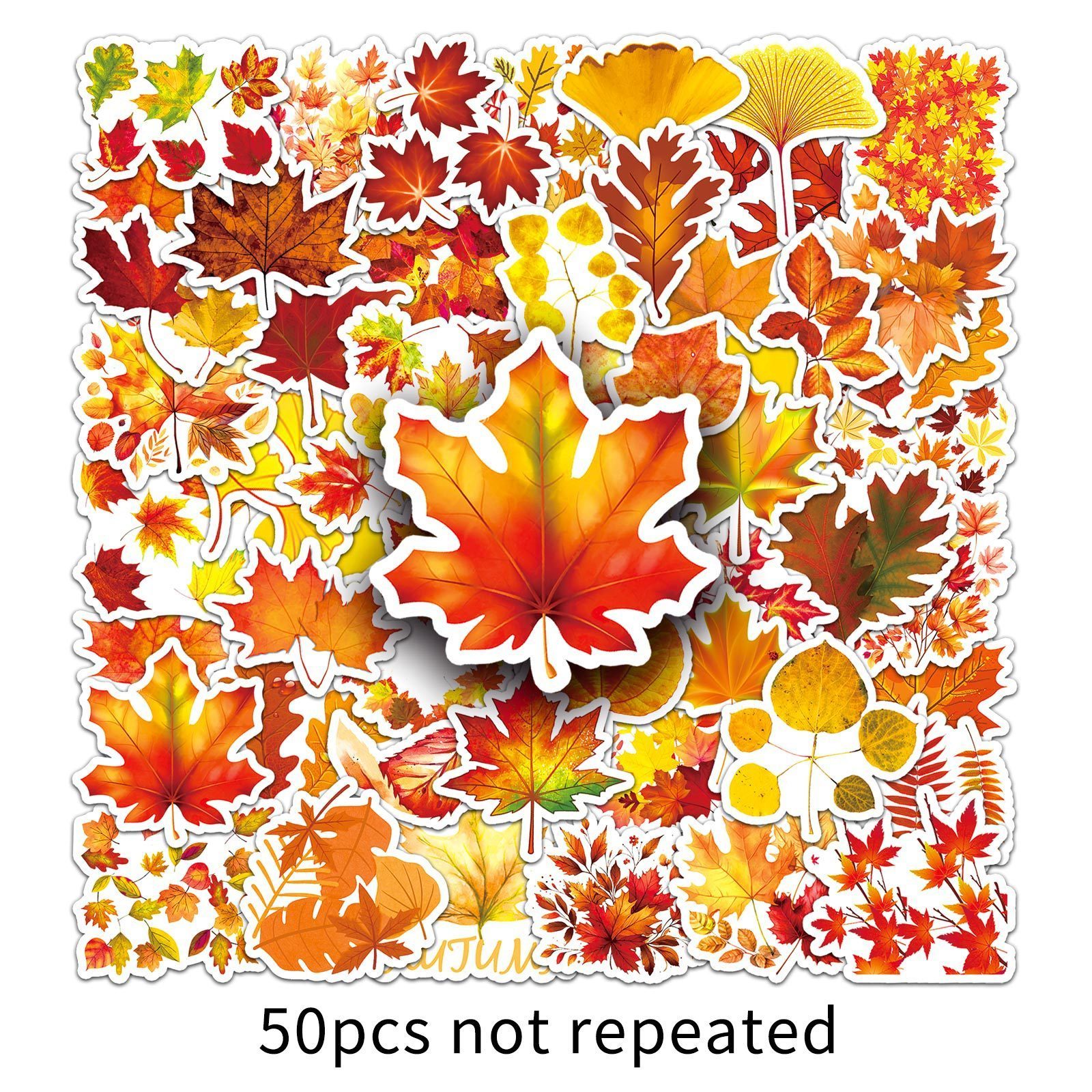 50PCS Multi styles thanksgiving autumn yellow fall leaves maple leaf sticker