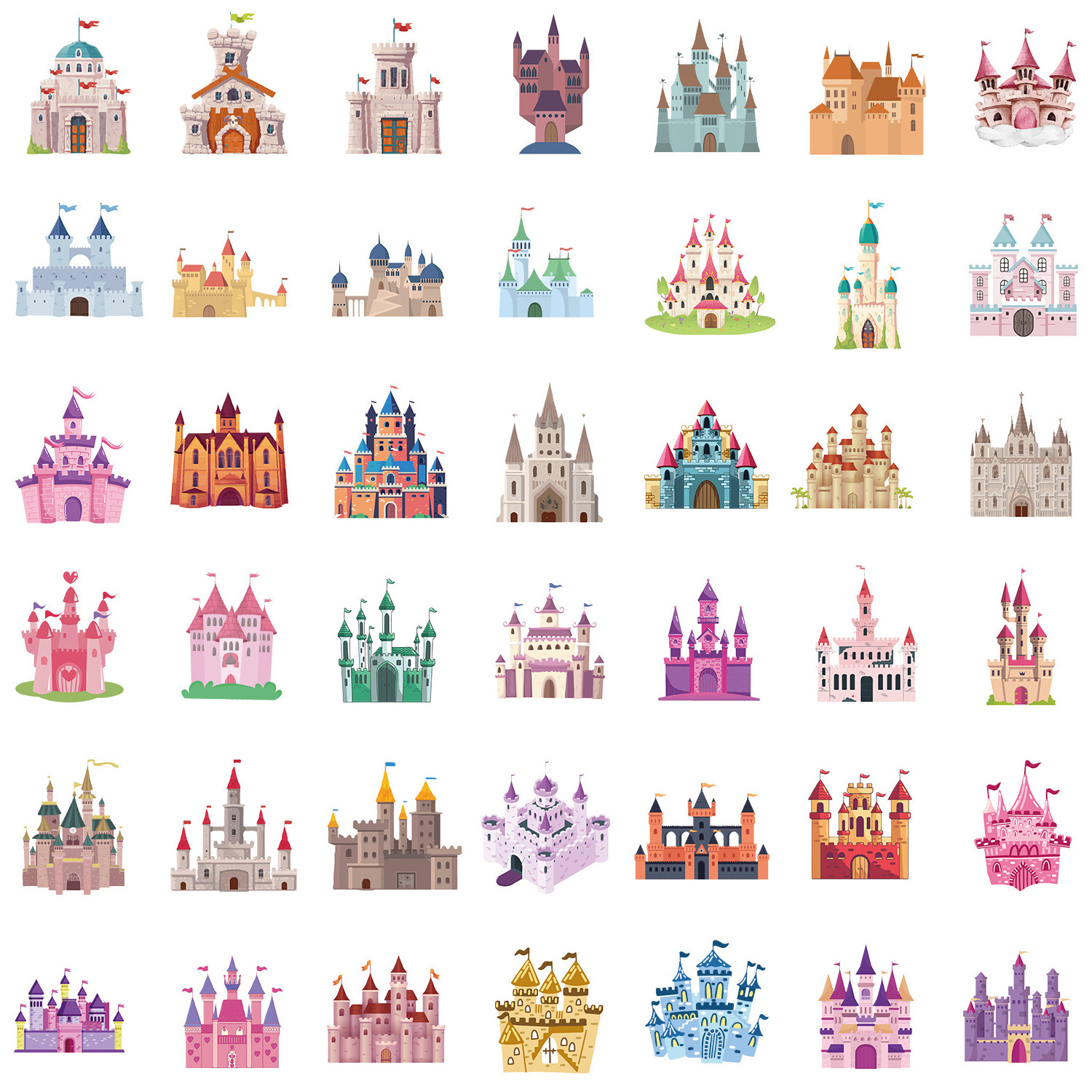 40Pcs Cartoon Castle Princess Cute Girl Graffiti Stickers For Book Wall Vinyl Decor Waterproof European Sticker