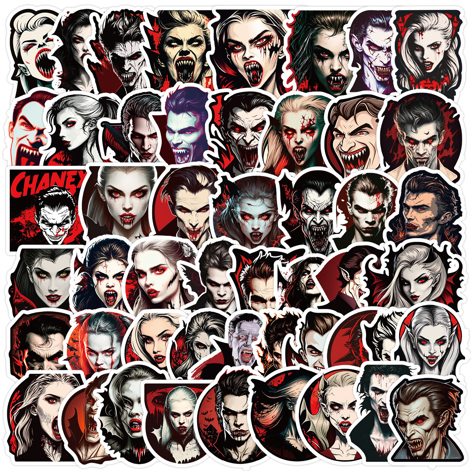 50Pcs Cartoon The Count Scary Vampire Graffiti Stickers For Book Wall Decor Cool Dracula Halloween Sticker