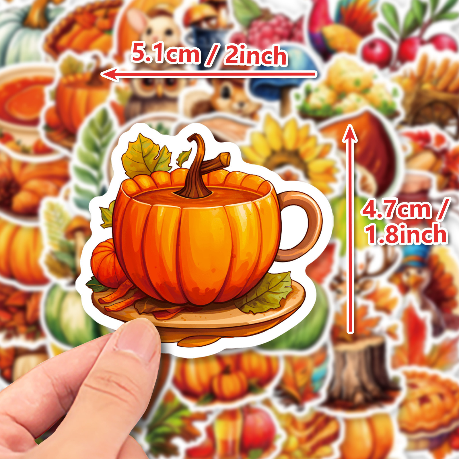 50pcs cartoon turkey decals fall autumn maple leaves pumpkin happy thanksgiving sticker