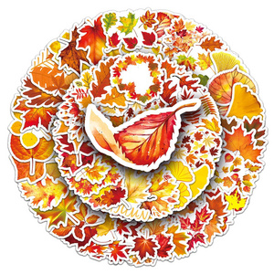 50PCS Multi styles thanksgiving autumn yellow fall leaves maple leaf sticker