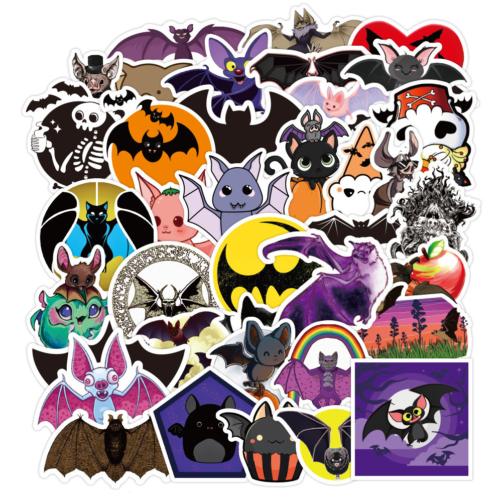 50Pcs Cartoon Bat Cute Graffiti Stickers For Kid Halloween Decal For Laptop Notebook Wall Decor Vinyl Sticker