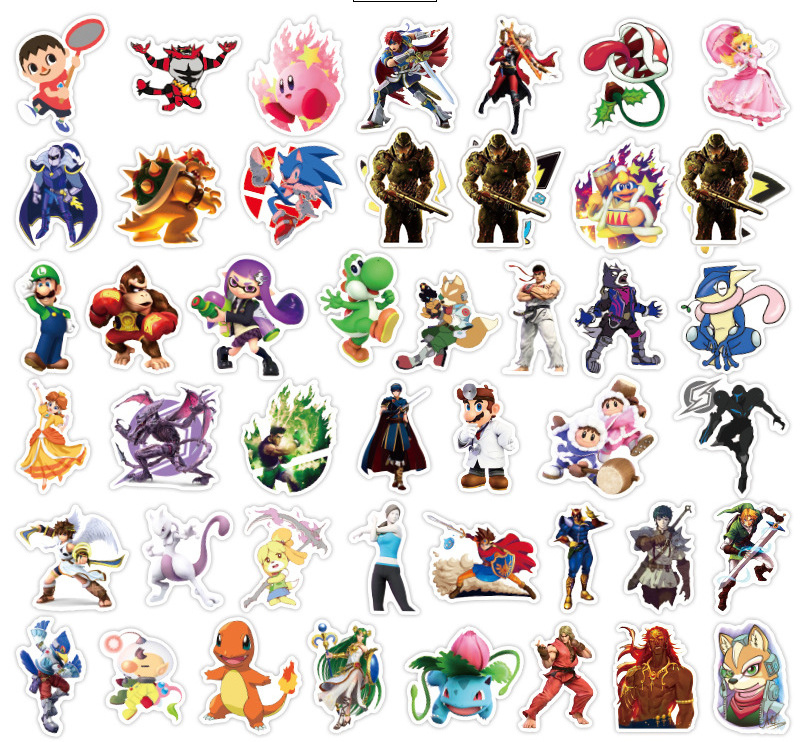 100Pcs Cartoon 3D Game Super Smash Bros Graffiti Stickers For Helmet Bottle Vinyl Mario Sticker