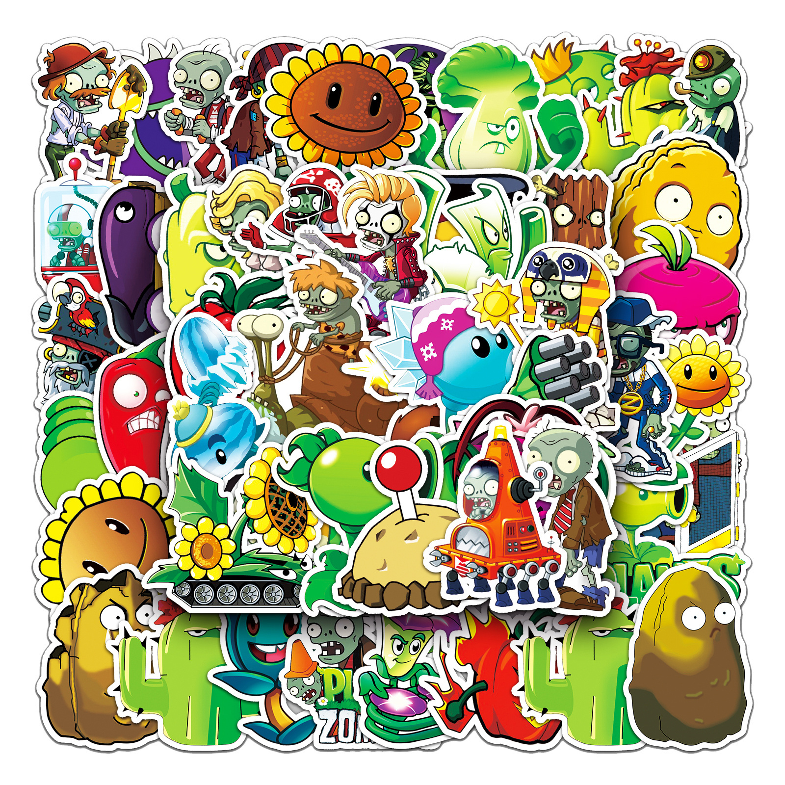 50Pcs No Repeat Plants VS Zombies Graffiti Stickers For Bottle Luggage Car PVC Hot Sale Phone Game Sticker