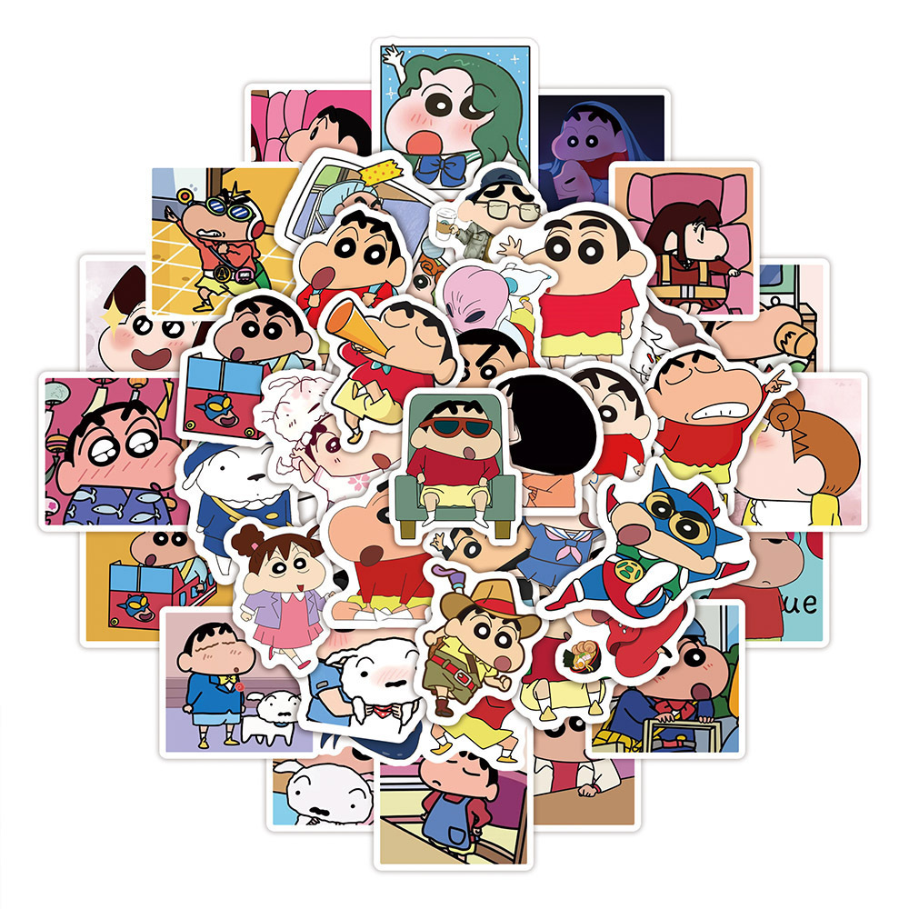 50Pcs Cartoon Crayon Shin-chan Graffiti Stickers For Children Book Refrigerator Decor Japanese Anime Sticker