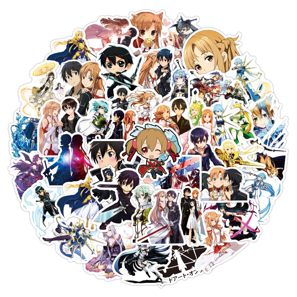 50Pcs Sword Art Online Hot Sale Anime Stickers For Phone Bottle Notebook Vinyl Yuuki Asuna Sticker