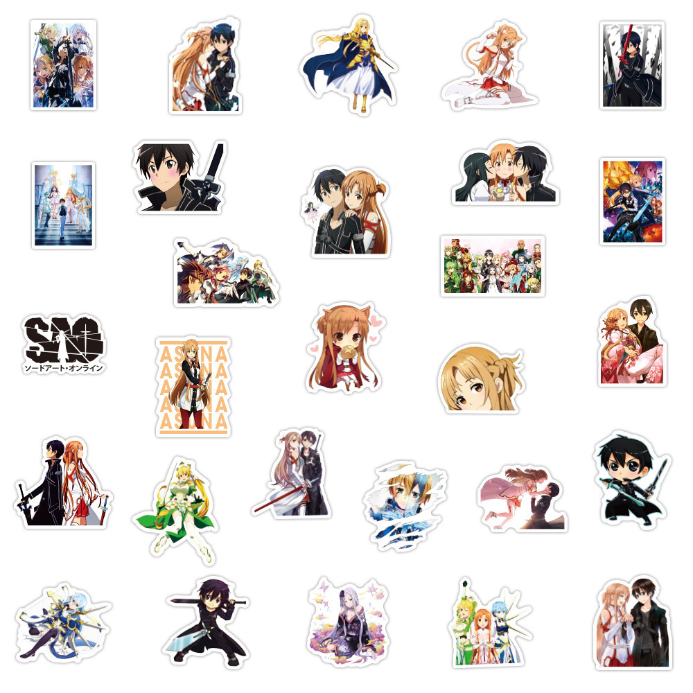 50Pcs Sword Art Online Hot Sale Anime Stickers For Phone Bottle Notebook Vinyl Yuuki Asuna Sticker