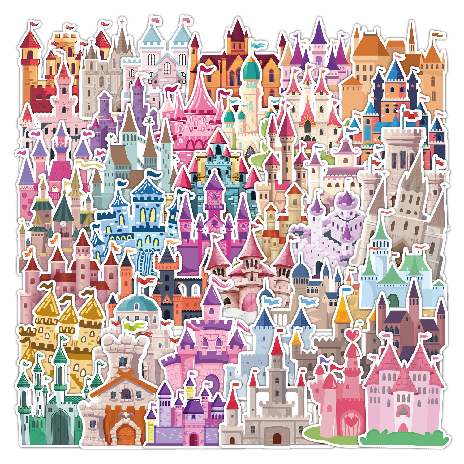 40Pcs Cartoon Castle Princess Cute Girl Graffiti Stickers For Book Wall Vinyl Decor Waterproof European Sticker