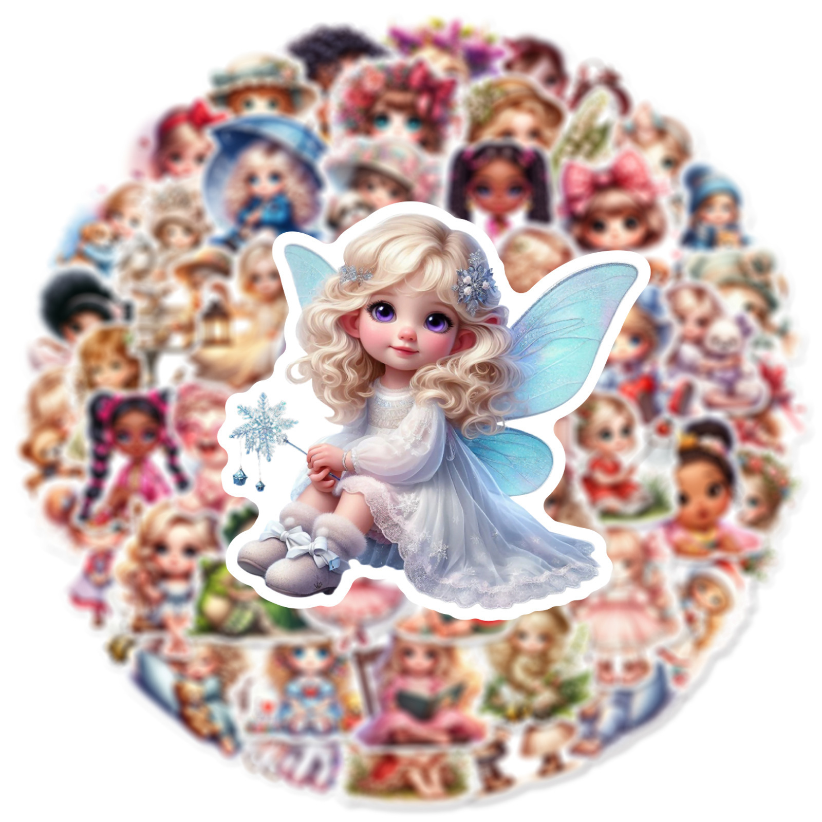 50Pcs Cartoon Little Girl Dolls Graffiti Stickers For Children Home Wall Bedroom Decor Cute Princess Sticker