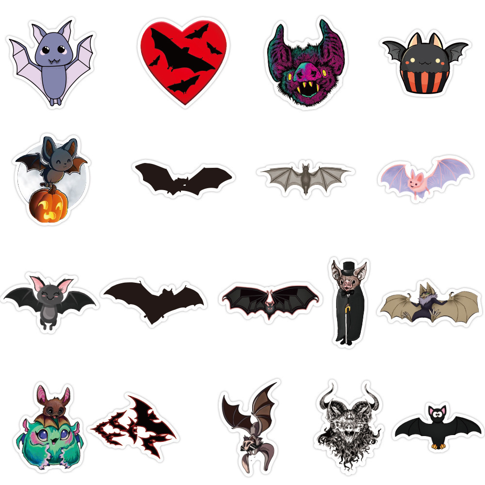 50Pcs Cartoon Bat Cute Graffiti Stickers For Kid Halloween Decal For Laptop Notebook Wall Decor Vinyl Sticker