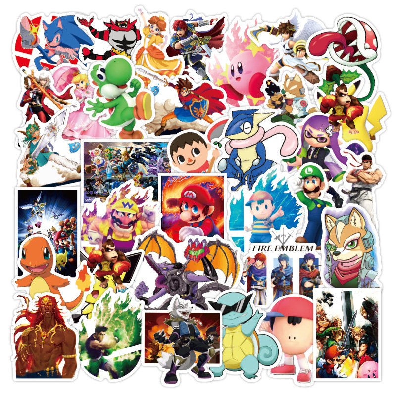 100Pcs Cartoon 3D Game Super Smash Bros Graffiti Stickers For Helmet Bottle Vinyl Mario Sticker