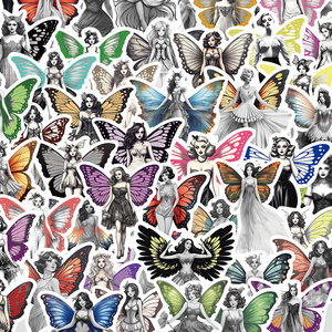 50PCS Flowy fairy wings decals for girl room bottle laptop decorative sexy butterfly girl sticker