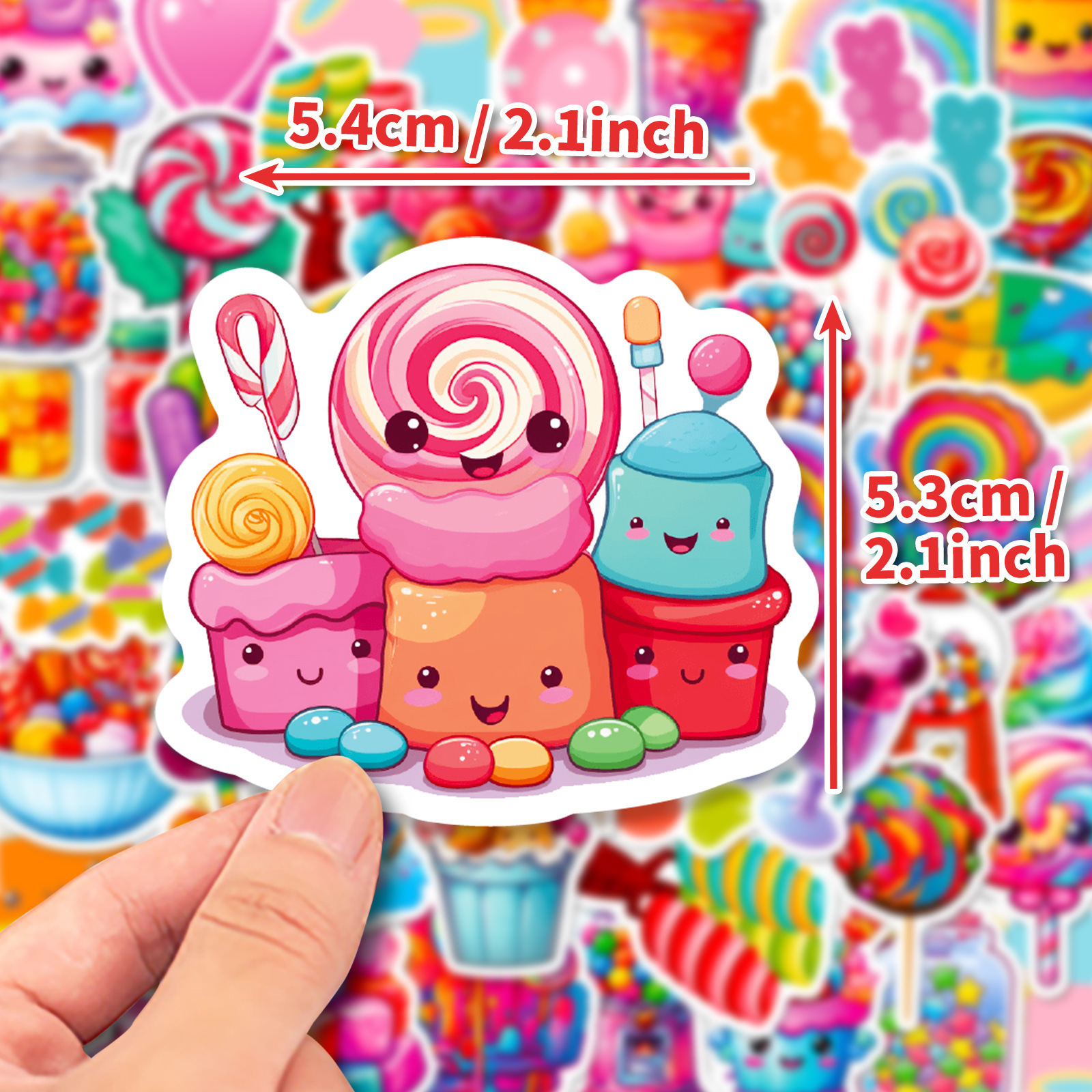 50PCS Cartoon dessert snack cute sweet Ice cream drinks colorful candy lollipop sticker