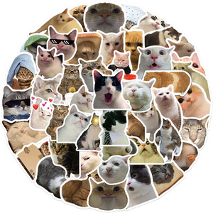 50Pcs Internet Funny Cat Memes Graffiti Stickers For Refrigerator Car Phone Vinyl Cute Kitten Sticker