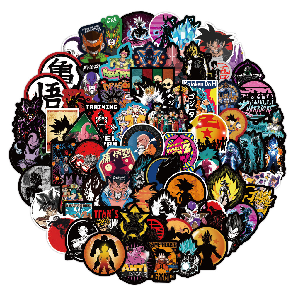 100Pcs Anime Dragon Ball Cool Cartoon Decorative Stickers For Skateboard Laptop Home Wall Decal Goku Sticker