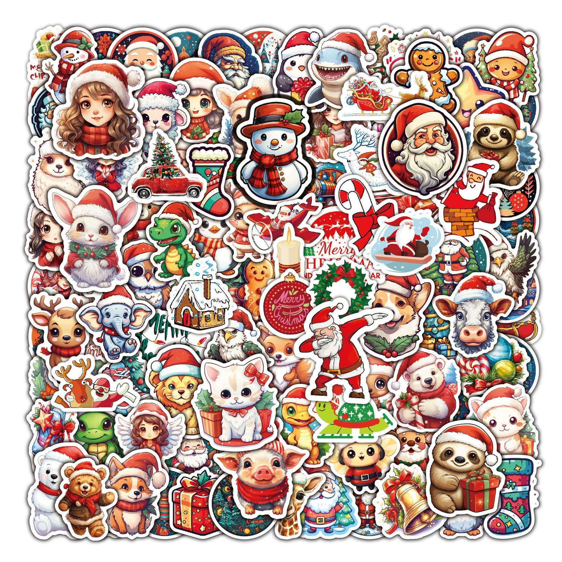 2023 New 100Pcs Christmas Cute Animals Graffiti Stickers For Gift Phone Wall Window Decor Vinyl Funny Doll Toy Sticker