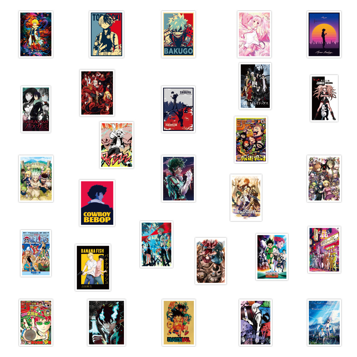 100Pcs Mix Japanese Anime Poster Graffiti Stickers For Boy Laptop Notebook Decor Waterproof Cartoon Manga Sticker