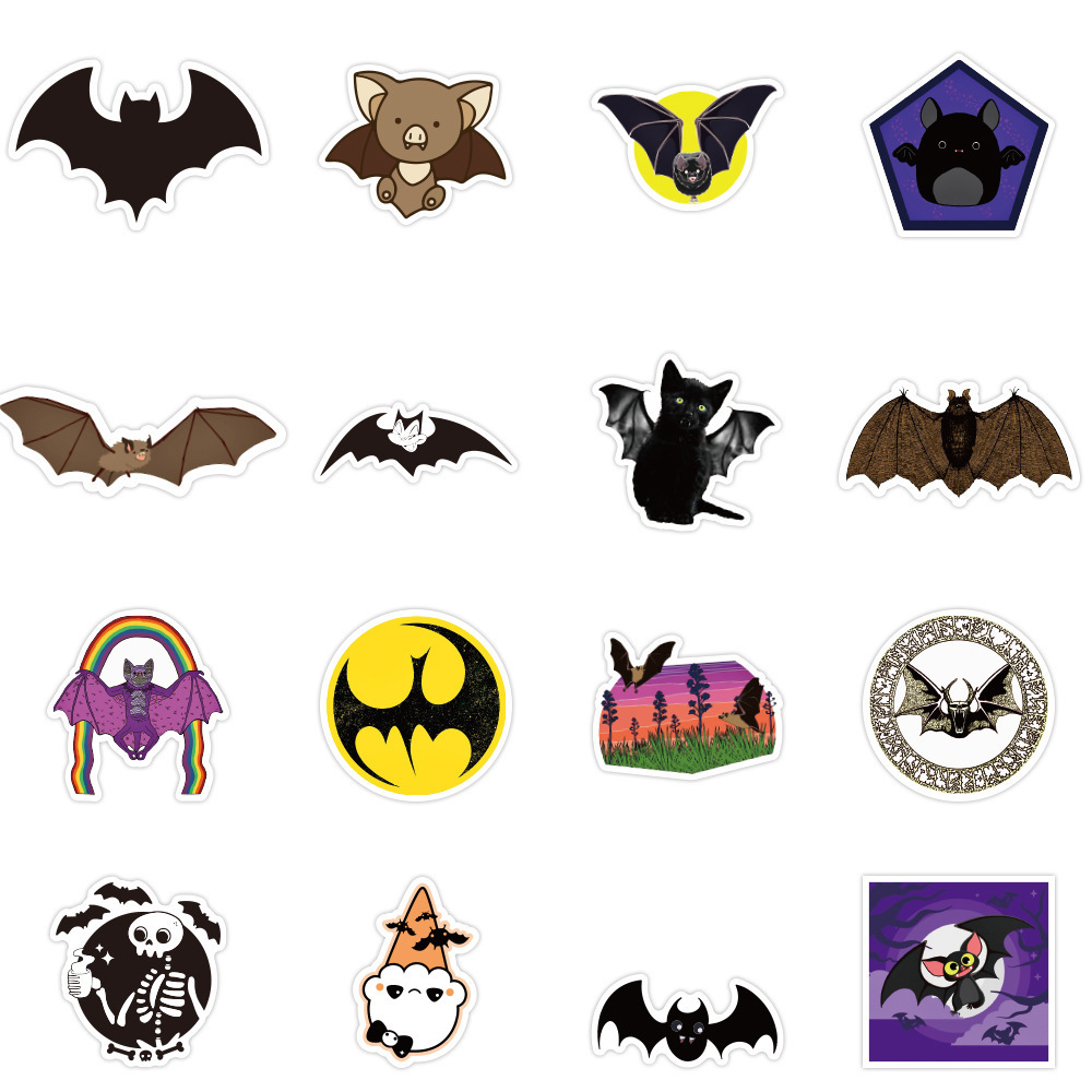 50Pcs Cartoon Bat Cute Graffiti Stickers For Kid Halloween Decal For Laptop Notebook Wall Decor Vinyl Sticker