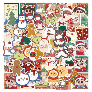 60Pcs Cute Japanese Style Christmas Crayon Shin Chan Graffiti Stickers For Gift Laptop Wall Decal