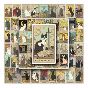 78Pcs New Vintage Cartoon Tarot Cards Cat Graffiti Stickers For Phone Wall Phone Decoration Waterproof Divination Sticker