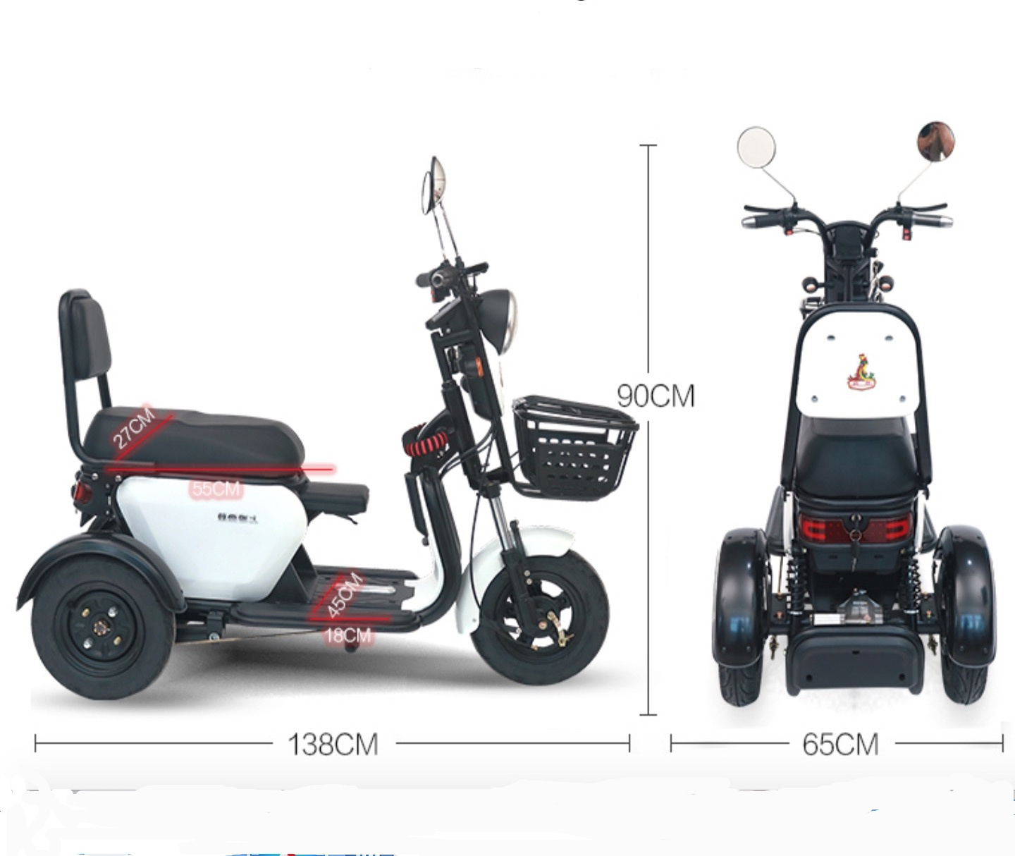 cheap price smart car 48V 500W/650w adult 3 wheels scooter electric trike motorcycle sale