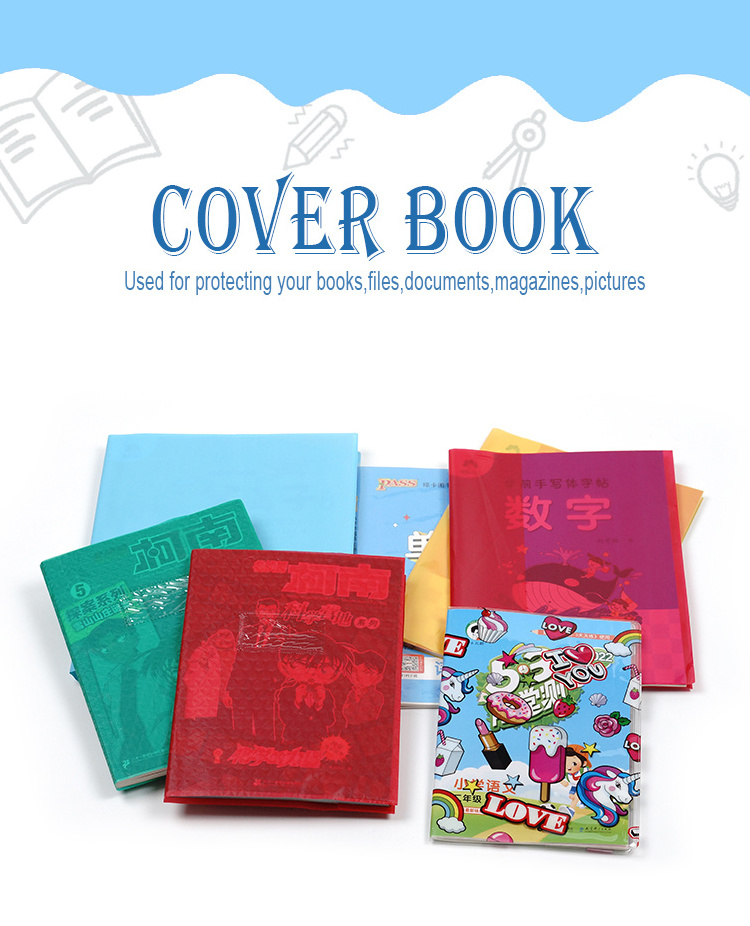 Wholesale Waterproof PVC PP Protective Sleeve Book Cover for School Book Protection